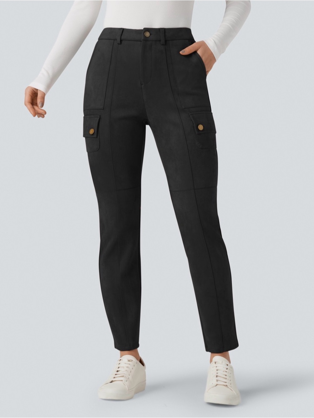 HALARA Black High-Rise Cargo Ankle Pants